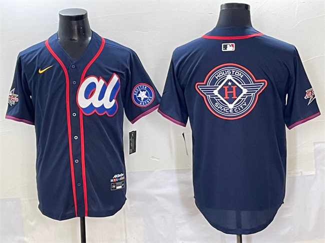 Men's American League Houston Astros Team Big Logo Navy 2025 All-Star Edition Limited Stitched Baseball Jersey 004 Men's American League Houston Astros Team Big Logo Navy 2025 All-Star Edition Limited Stitched Baseball Jersey 004